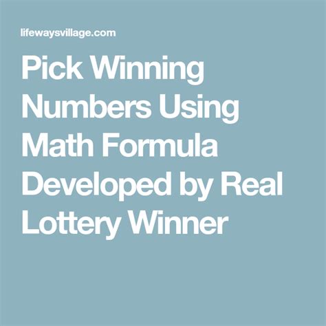 picking lotto numbers formula|How To Win The Lottery According To Math .